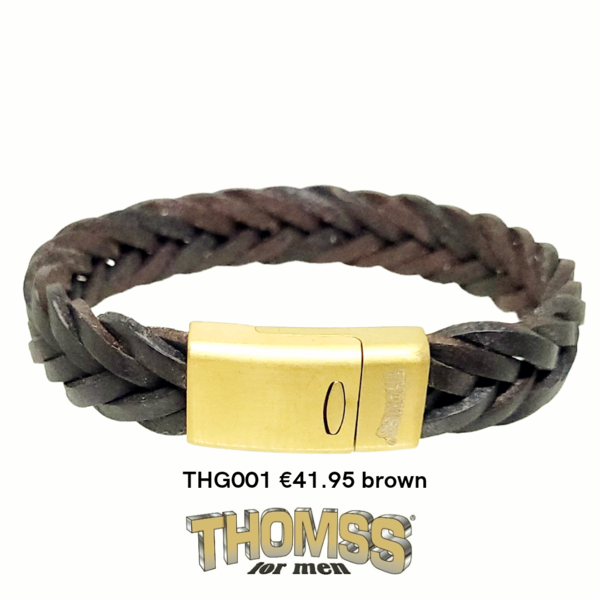 Thomss armband met edelstalen sluiting, blauw& bruin