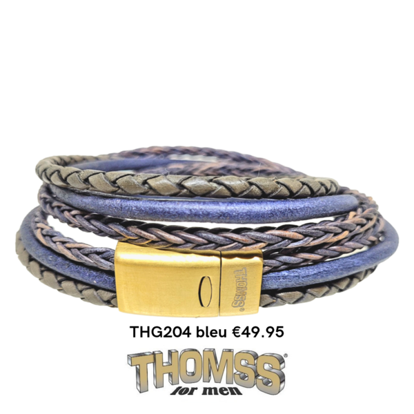 Thomss wikkelarmband met mat gouden sluiting meerdere bandjes leer